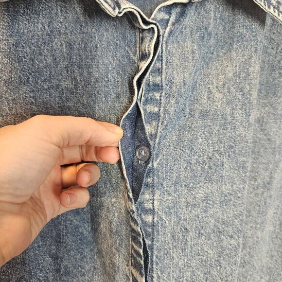 Joan Rivers Denim Short Sleeve Casual Button Down Top Shirt Size 2X - Picture 5 of 9